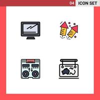 Modern Set of 4 Filledline Flat Colors and symbols such as computer cd imac love deck Editable Vector Design Elements