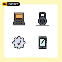 4 Creative Icons Modern Signs and Symbols of laptop android dumbbell phone 92 Editable Vector Design Elements