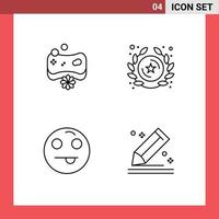 4 User Interface Line Pack of modern Signs and Symbols of beauty emot spa rank compose Editable Vector Design Elements