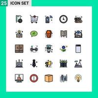 Stock Vector Icon Pack of 25 Line Signs and Symbols for time contact battery clock internet Editable Vector Design Elements