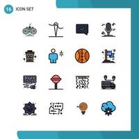 Universal Icon Symbols Group of 16 Modern Flat Color Filled Lines of trash garbage chat approve environment microphone Editable Creative Vector Design Elements