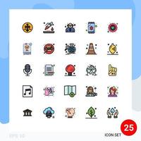 25 iconos creativos, signos y símbolos modernos de calidad, ciencia espía, error de seguridad, elementos de diseño vectorial editables vector