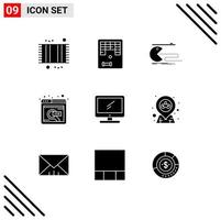 Modern Set of 9 Solid Glyphs and symbols such as online job online play find gaming Editable Vector Design Elements