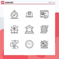 Set of 9 Modern UI Icons Symbols Signs for box education letter web speed Editable Vector Design Elements