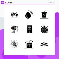 Editable Vector Line Pack of 9 Simple Solid Glyphs of music class send wound receive email Editable Vector Design Elements