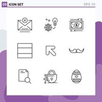 Modern Set of 9 Outlines and symbols such as left arrow earth layout money Editable Vector Design Elements