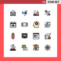 conjunto de 16 iconos de interfaz de usuario modernos símbolos signos para jugador video baño reloj de mano tiempo familiar elementos de diseño de vectores creativos editables