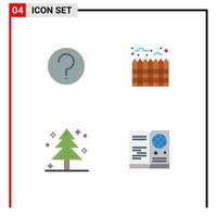 4 Universal Flat Icons Set for Web and Mobile Applications basic christmas mark real holiday Editable Vector Design Elements