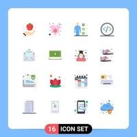 16 concepto de color plano para sitios web móviles y aplicaciones código de desarrollo de lista de verificación de programación de documentos paquete editable de elementos creativos de diseño de vectores