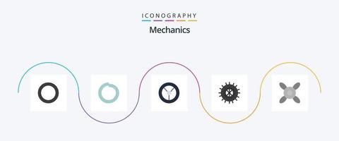 paquete de iconos de 5 planos de mecánica que incluye . tachonado ventilador vector