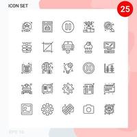 Pack of 25 Modern Lines Signs and Symbols for Web Print Media such as detail podium web lock power power Editable Vector Design Elements