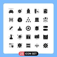 Modern Set of 25 Solid Glyphs Pictograph of motel graphic design suitcase layout produce Editable Vector Design Elements