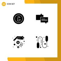 Set of 4 Modern UI Icons Symbols Signs for bangladesh hands finance mail money saving Editable Vector Design Elements