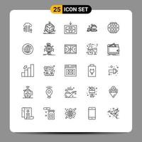 Pictogram Set of 25 Simple Lines of earth villa object space home Editable Vector Design Elements