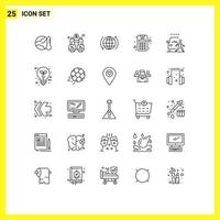 Mobile Interface Line Set of 25 Pictograms of car machine locate credit arrow Editable Vector Design Elements