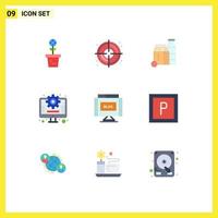 Modern Set of 9 Flat Colors Pictograph of internet blog milk marketing business Editable Vector Design Elements