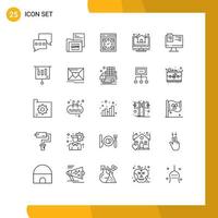 Set of 25 Commercial Lines pack for computer property computer online web Editable Vector Design Elements