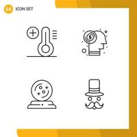 Pack of 4 Modern Filledline Flat Colors Signs and Symbols for Web Print Media such as climate october brain investment moustache Editable Vector Design Elements