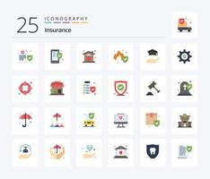 Insurance 25 Flat Color icon pack including setting. insurance. protection. education. insurance vector