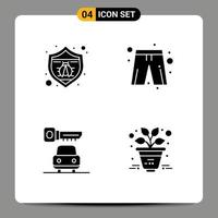 User Interface Pack of 4 Basic Solid Glyphs of protection key bug pants business Editable Vector Design Elements