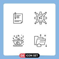 Stock Vector Icon Pack of 4 Line Signs and Symbols for contract loudspeaker page signing megaphone Editable Vector Design Elements