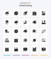 Creative Hacking 25 Glyph Solid Black icon pack  Such As datacenter. profile. settings. lock. space vector