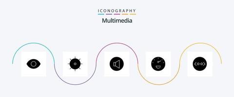 paquete de iconos de glifos multimedia 5 que incluye . calibre. código vector