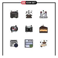 Modern Set of 9 Filledline Flat Colors and symbols such as audio cooking attract cookies negative Editable Vector Design Elements