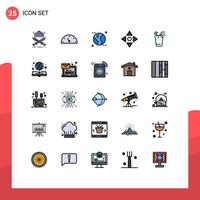 25 iconos creativos signos y símbolos modernos de bebida de primavera jugo de astronomía mover elementos de diseño de vectores editables