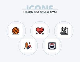 paquete de iconos llenos de línea de gimnasio 5 diseño de iconos. gimnasia. ejercicio. gimnasia. ciclismo. Shrit vector