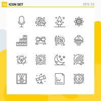 Pictogram Set of 16 Simple Outlines of box hindu nature diwali decorate Editable Vector Design Elements