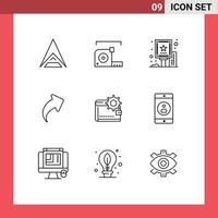 Stock Vector Icon Pack of 9 Line Signs and Symbols for cash right ruler up board Editable Vector Design Elements