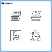 Group of 4 Filledline Flat Colors Signs and Symbols for chat mouse message kitchen vector Editable Vector Design Elements