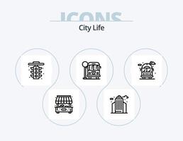 paquete de iconos de línea de vida de la ciudad 5 diseño de iconos. vida en la ciudad. carga. la vida. caja. la vida vector