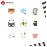 paquete de iconos vectoriales de stock de 9 signos y símbolos de línea para el archivo de datos bancarios de documentos de respuesta elementos de diseño vectorial editables vector