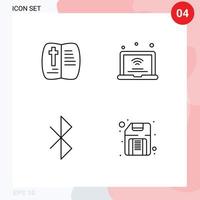 Group of 4 Modern Filledline Flat Colors Set for book bluetooth nature internet of things signal Editable Vector Design Elements