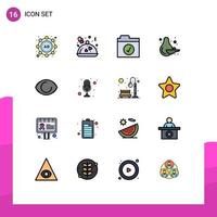 16 User Interface Flat Color Filled Line Pack of modern Signs and Symbols of mic human folder face pear Editable Creative Vector Design Elements