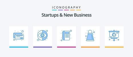 Startups And New Business Blue 5 Icon Pack Including . graph. contacts. analysis. strategy. Creative Icons Design vector