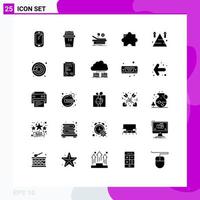 Group of 25 Solid Glyphs Signs and Symbols for land plugin trash extension hospital Editable Vector Design Elements