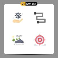 4 Flat Icon concept for Websites Mobile and Apps setting landscape brain heating mountain Editable Vector Design Elements