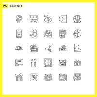 25 User Interface Line Pack of modern Signs and Symbols of device develop cam coding media Editable Vector Design Elements