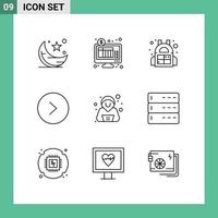 Outline Pack of 9 Universal Symbols of security confirm online banking right arrow Editable Vector Design Elements