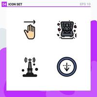 Pack of 4 Modern Filledline Flat Colors Signs and Symbols for Web Print Media such as hand iot right ring things Editable Vector Design Elements