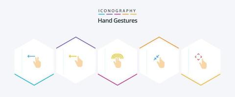 Hand Gestures 25 Flat icon pack including up. touch. gestures. pinch. gestures vector