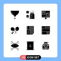 Pictogram Set of 9 Simple Solid Glyphs of spring racket wellness badminton develop Editable Vector Design Elements