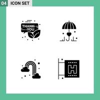 4 Solid Glyph concept for Websites Mobile and Apps email rain promotion umbrella weather Editable Vector Design Elements