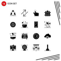 16 iconos creativos signos y símbolos modernos de china espejo clic temporizador bomba elementos de diseño vectorial editables vector