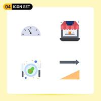 User Interface Pack of 4 Basic Flat Icons of gauge egg groceries store sort Editable Vector Design Elements