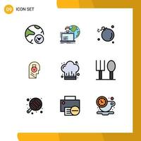 Mobile Interface Filledline Flat Color Set of 9 Pictograms of message lock human science explosion Editable Vector Design Elements