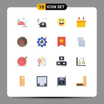 paquete de color plano de interfaz de usuario de 16 de signos y símbolos modernos de caja abierta de bote de negocios de finanzas paquete editable de elementos creativos de diseño de vectores